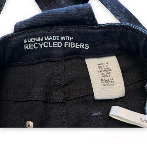 H&m Denim Jean Jumper Overall Dress Dark Wash Girls 3-4 years - Picture 5 of 6